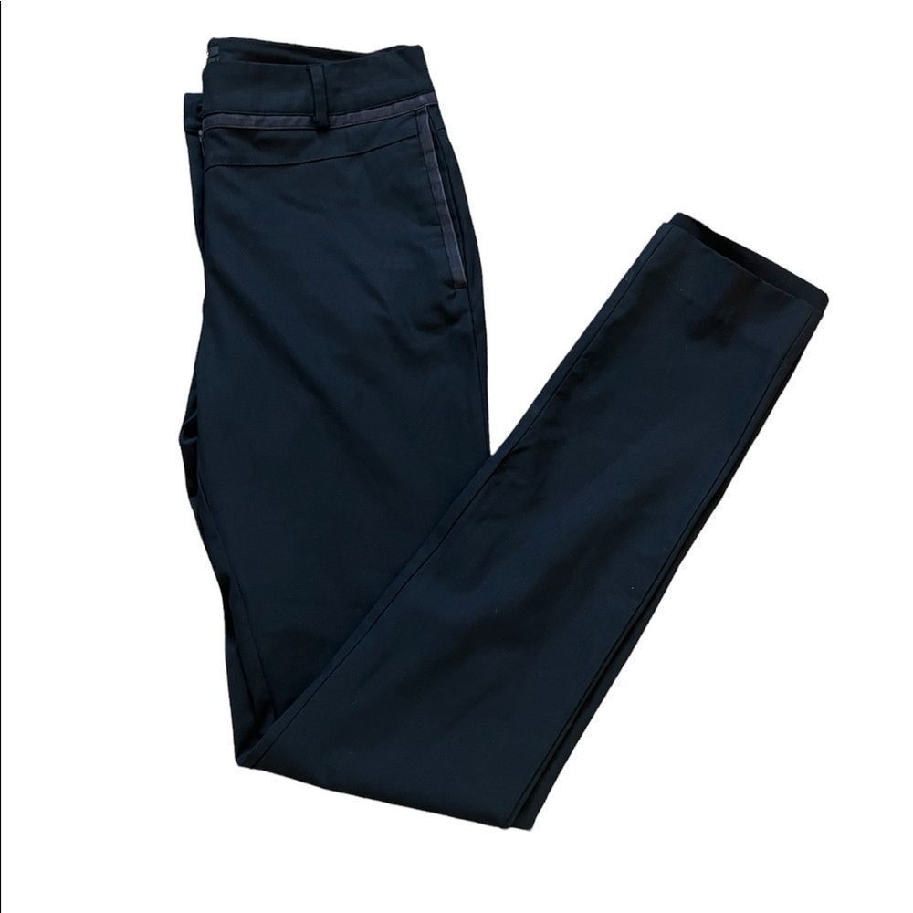 KARL LAGERFELD Wool Stretch Blend Skinny Leg Satin Trim Mid Rise Dress Pant S